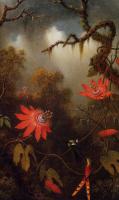 Heade, Martin Johnson - Two Hummingbirds Perched on Passion Flower Vines